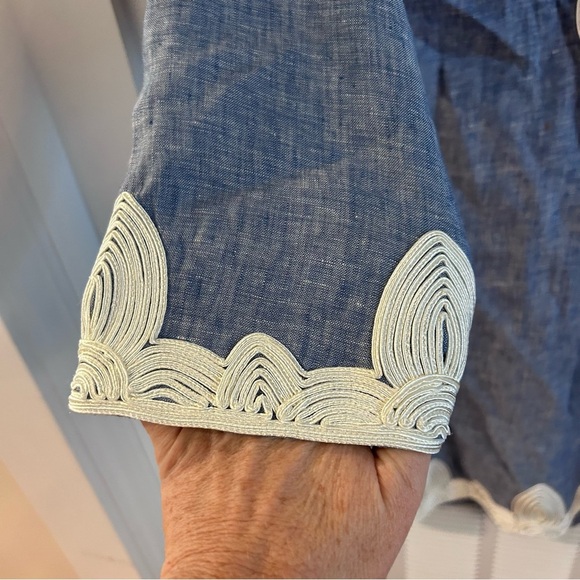 Boden Womens Embroidered Linen Kaftan Dress size 8R - Picture 5 of 9